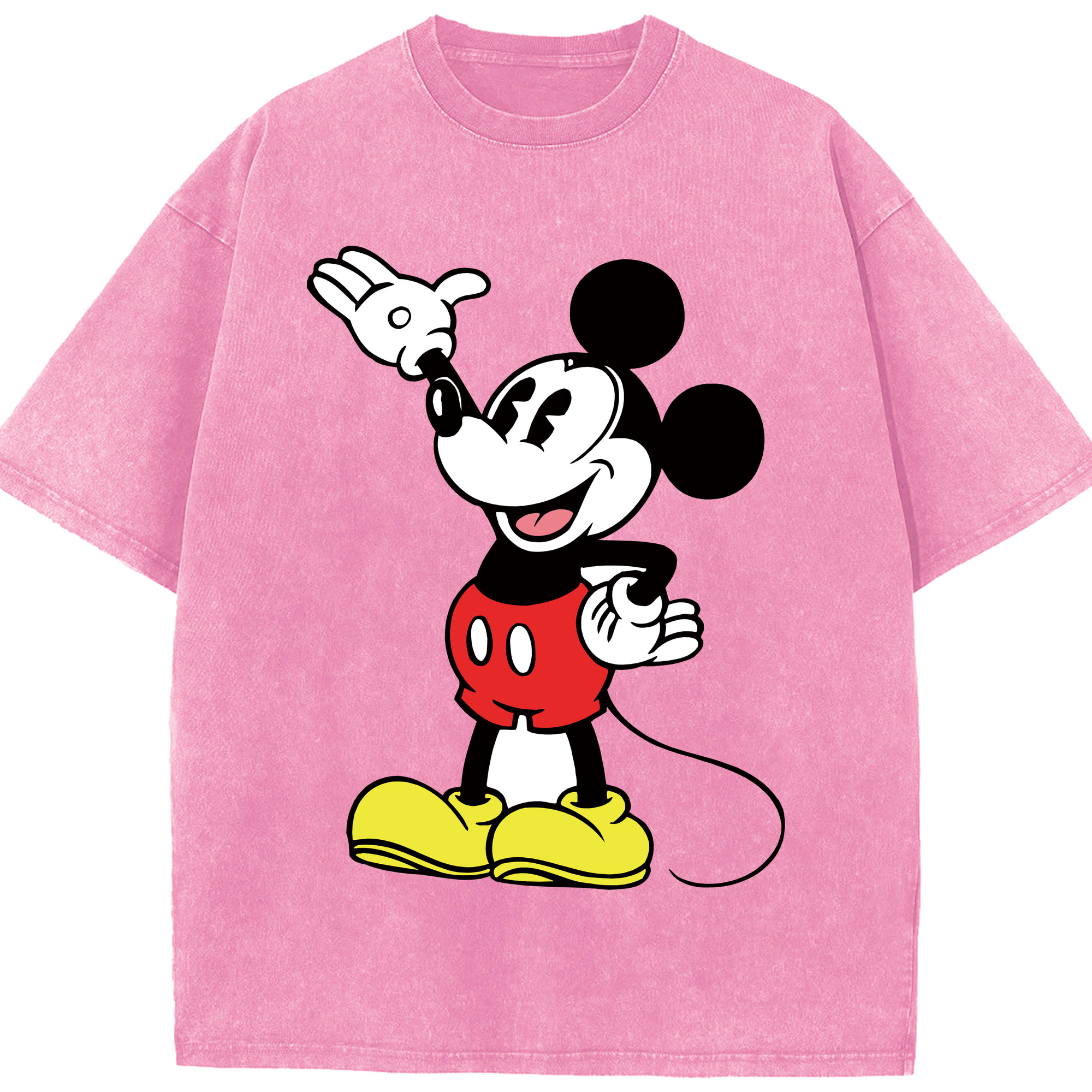 （画像用） ミッキーマウス Mickey Mouse 綿100% ヴィンテージ風 半袖Tシャツ（フロントプリント）
